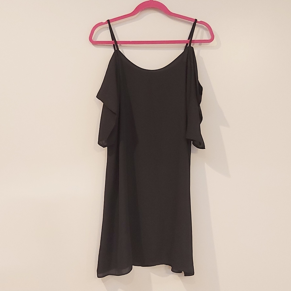 Black cold-shoulder dress